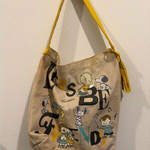 Peanuts Themed Beige and Yellow Tote Bag